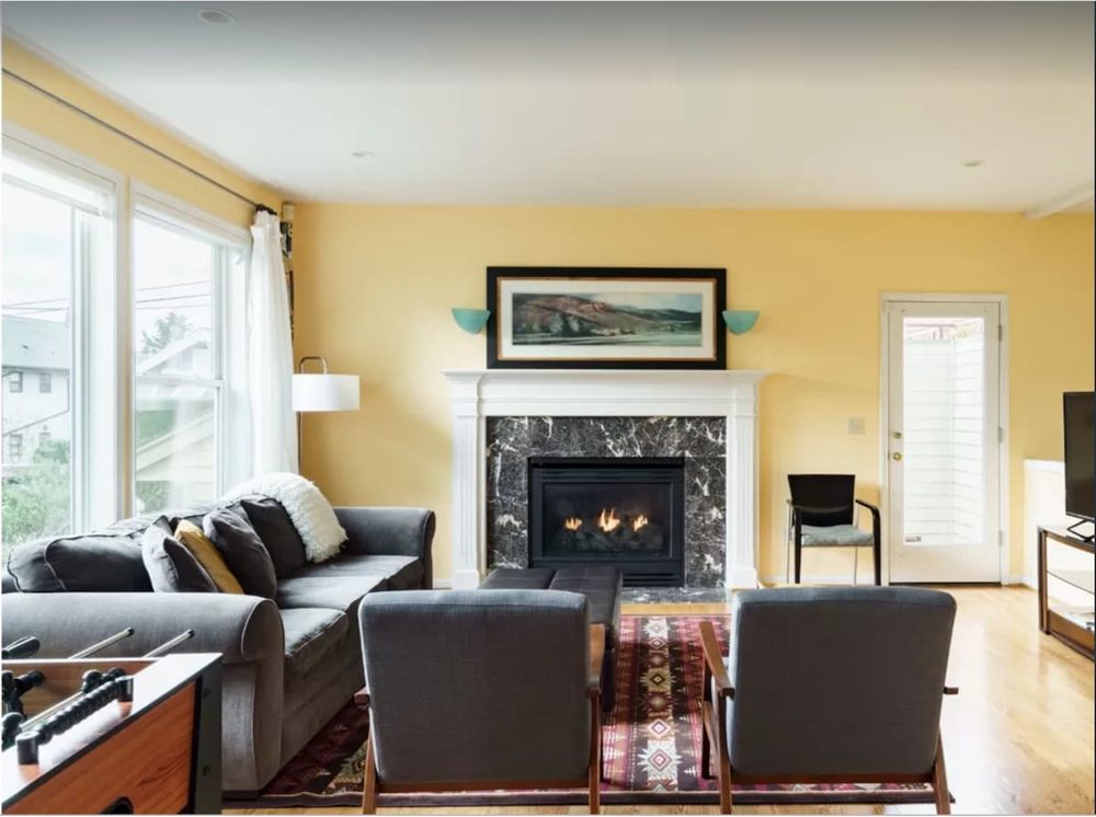 Living room with fireplace